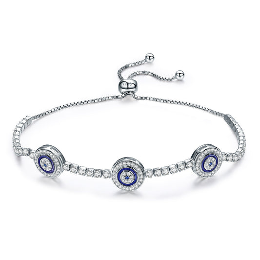 S925 Silver Women's Bracelet Adjustable Fashion Blue Eye Bracelet