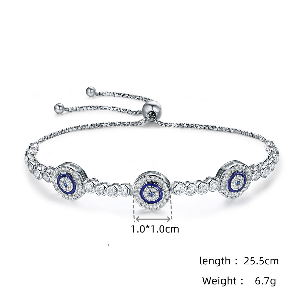 S925 Silver Women's Bracelet Adjustable Fashion Blue Eye Bracelet