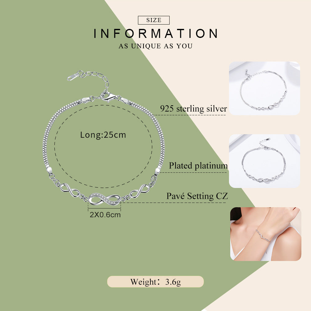 S925 sterling silver fashionable temperament bracelet, fashionable infinite symbol