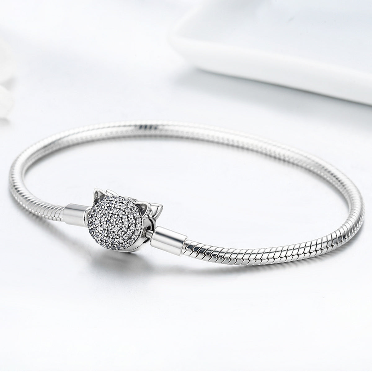 Popular personality set with cat S925 sterling silver bracelet