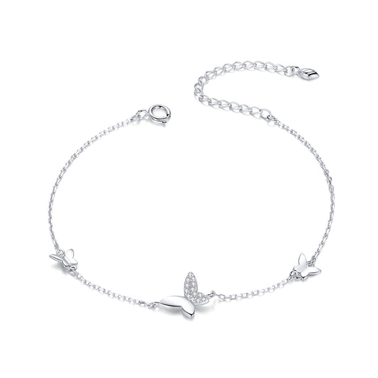 Agile Butterfly Plated Platinum s925 Pure Silver Bracelet