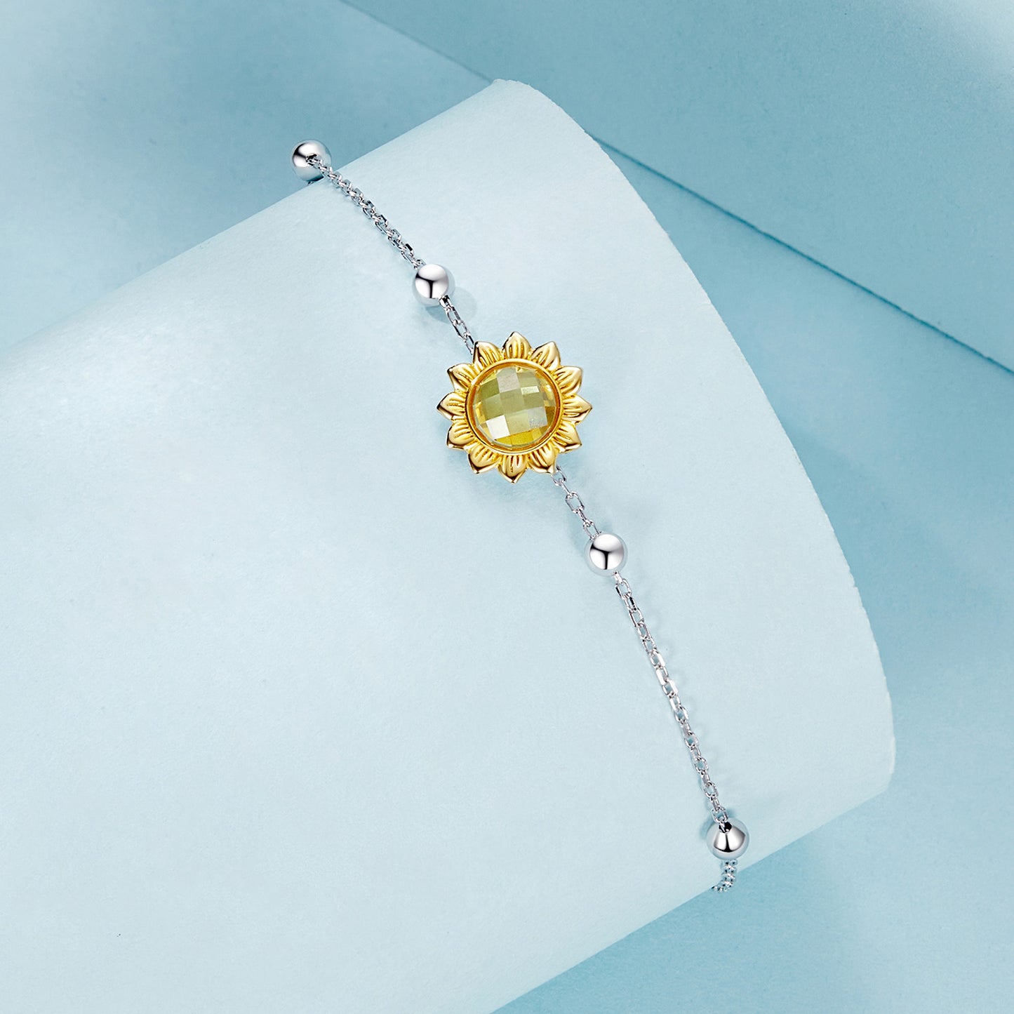 Summer Fresh Sunflower Flower Bracelet s925 Pure Silver