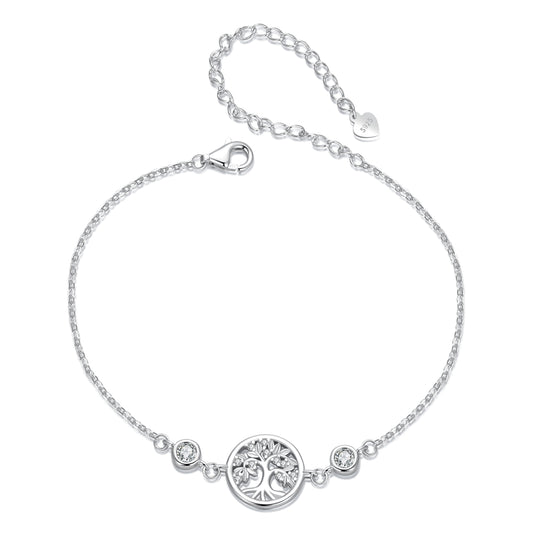 Fashionable and personalized adjustable s925 pure silver plated with platinum, tree of life zircon bracelet