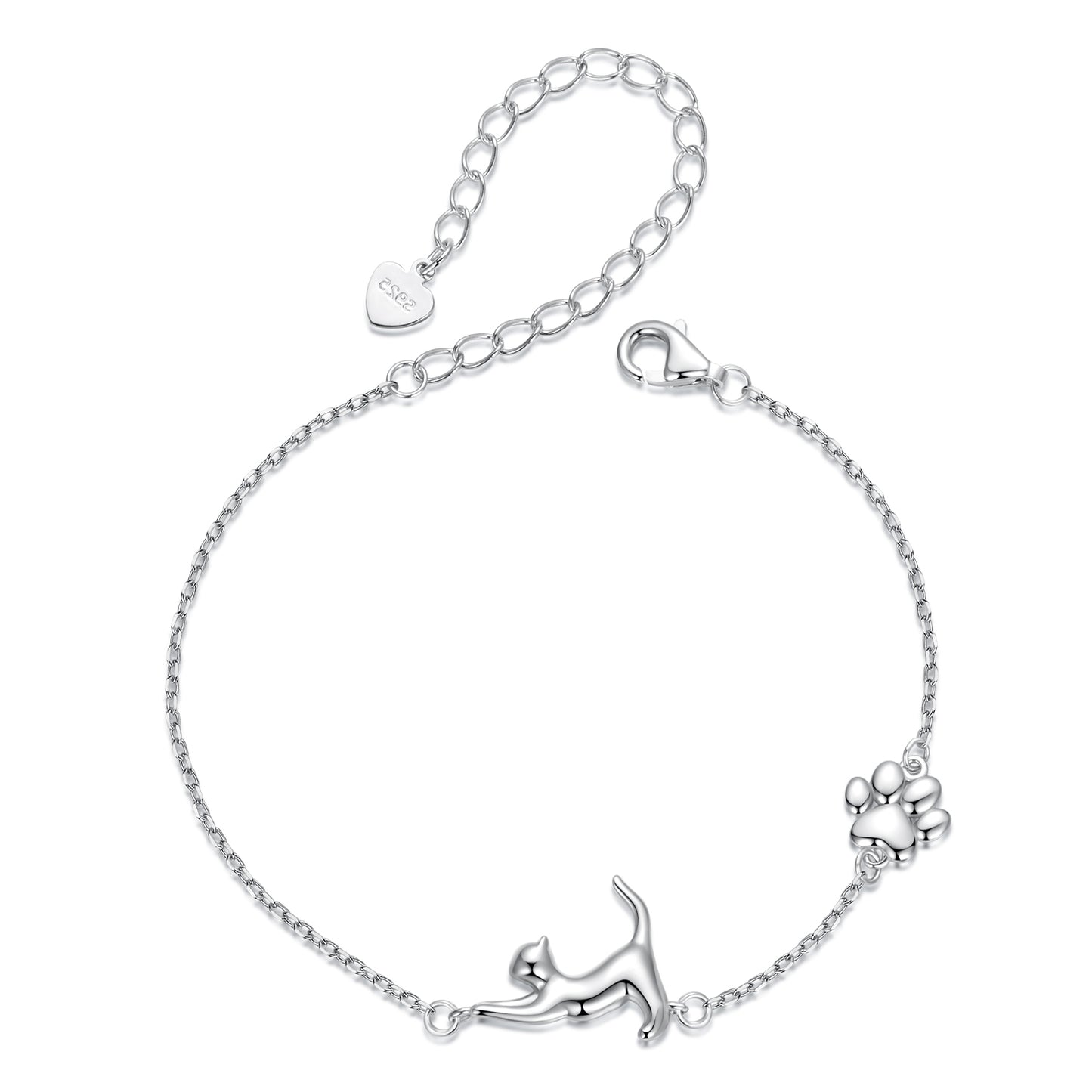 Fun cat s925 sterling silver bracelet with versatile and high-end feel