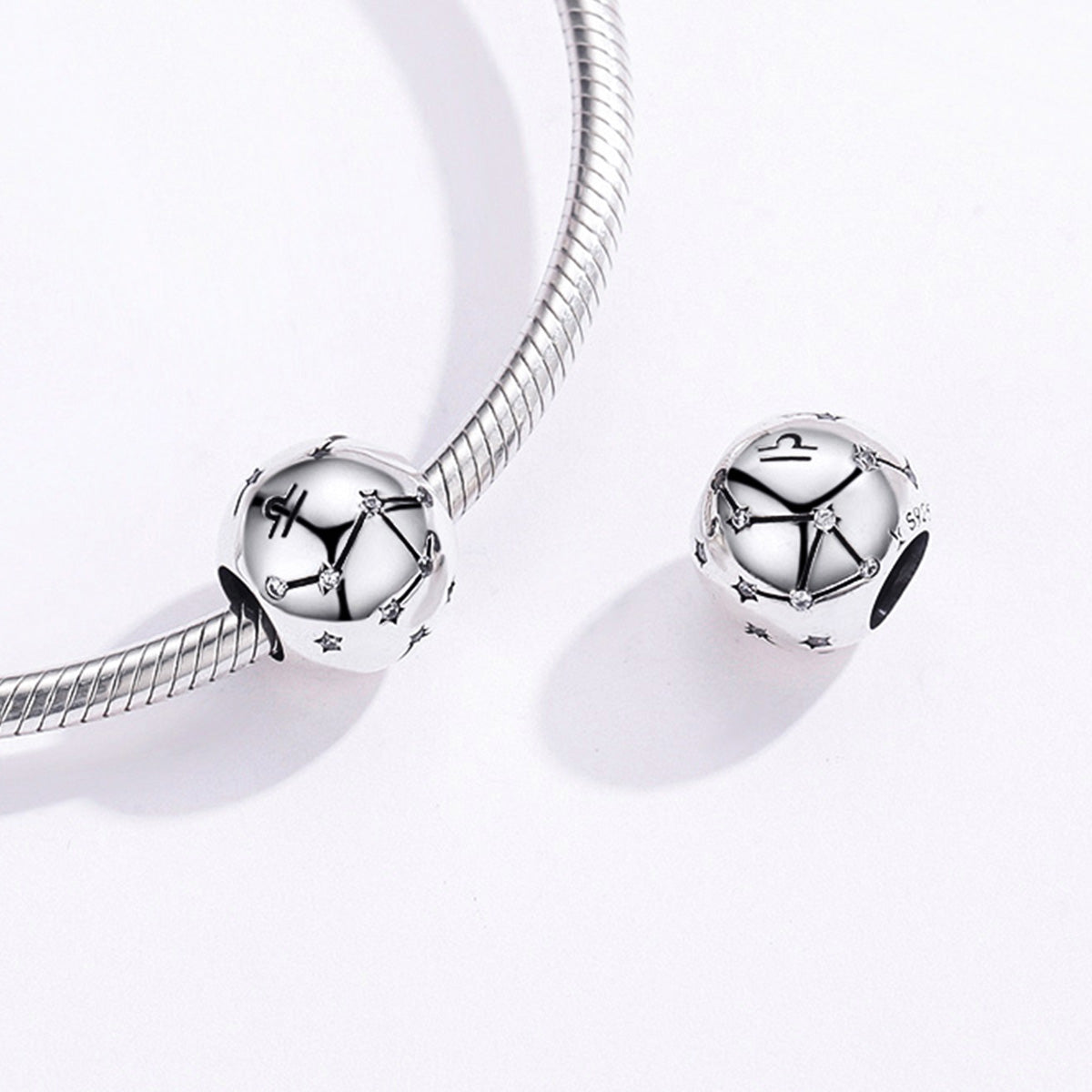 S925 pure silver twelve constellations bead DIY bracelet accessories