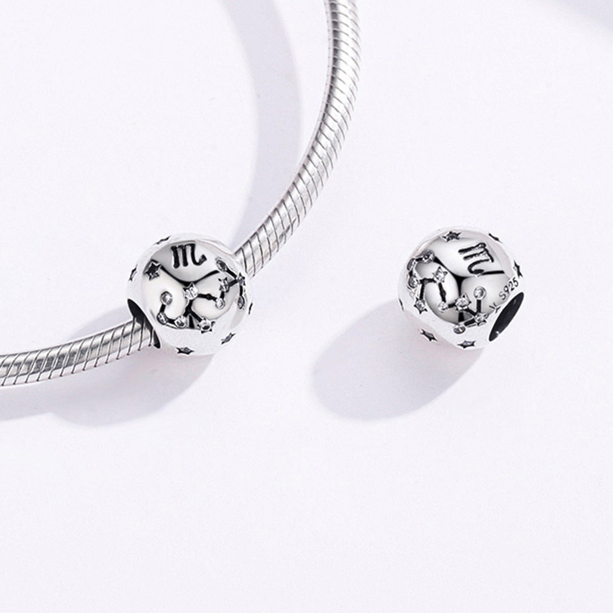 S925 pure silver twelve constellations bead DIY bracelet accessories