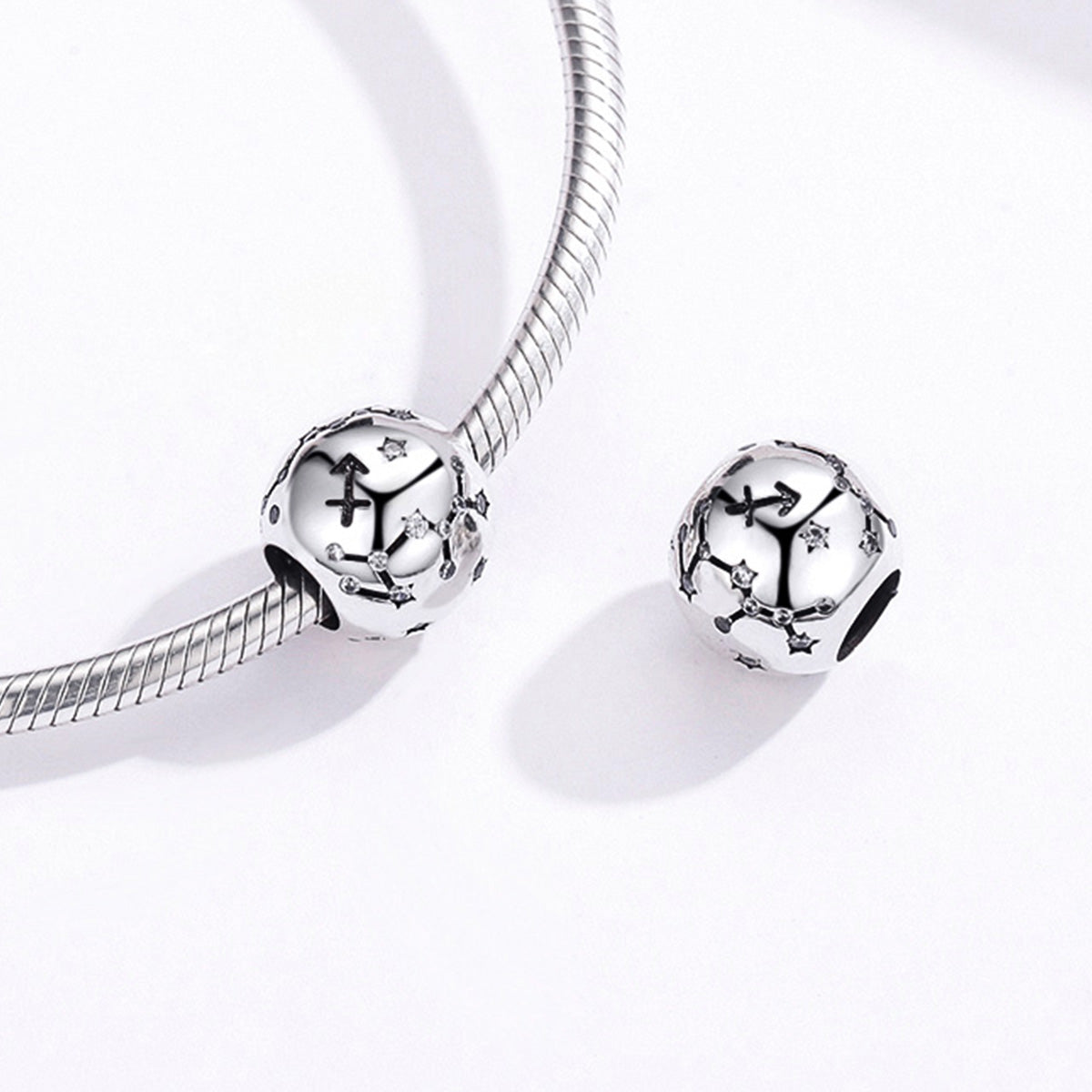 S925 pure silver twelve constellations bead DIY bracelet accessories