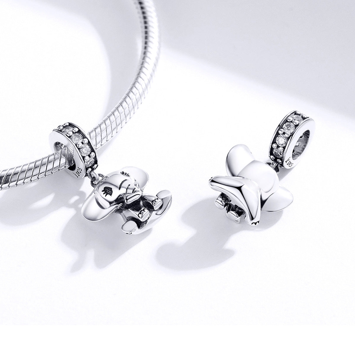 S925 sterling silver animal elephant pendant DIY bracelet accessories