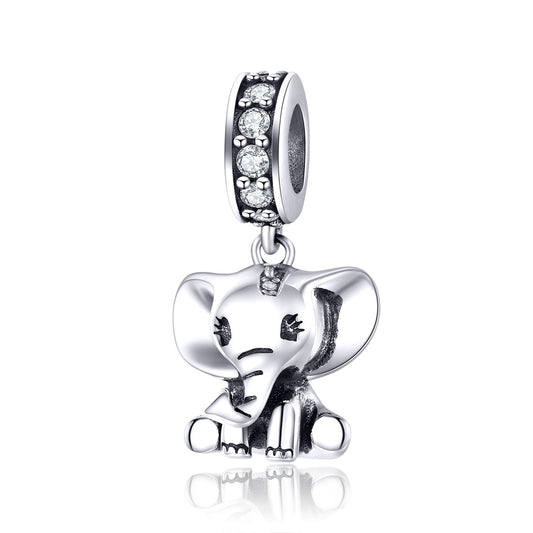 S925 sterling silver animal elephant pendant DIY bracelet accessories