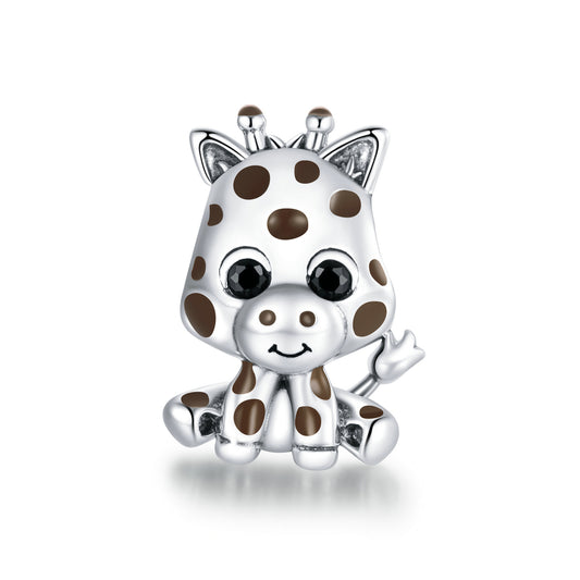 Giraffe S925 sterling silver beads cute animal DIY