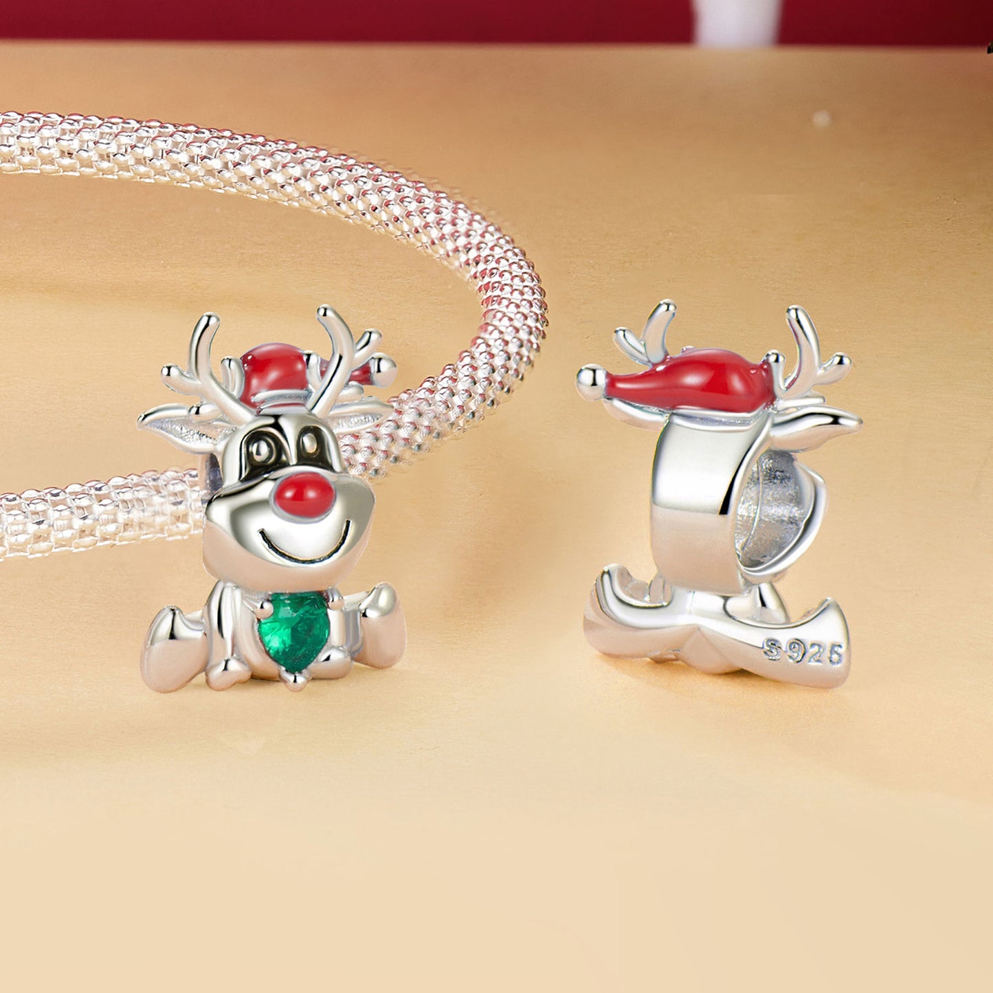 Christmas Cute Elk Bead DIY Jewelry s925 Silver Beads