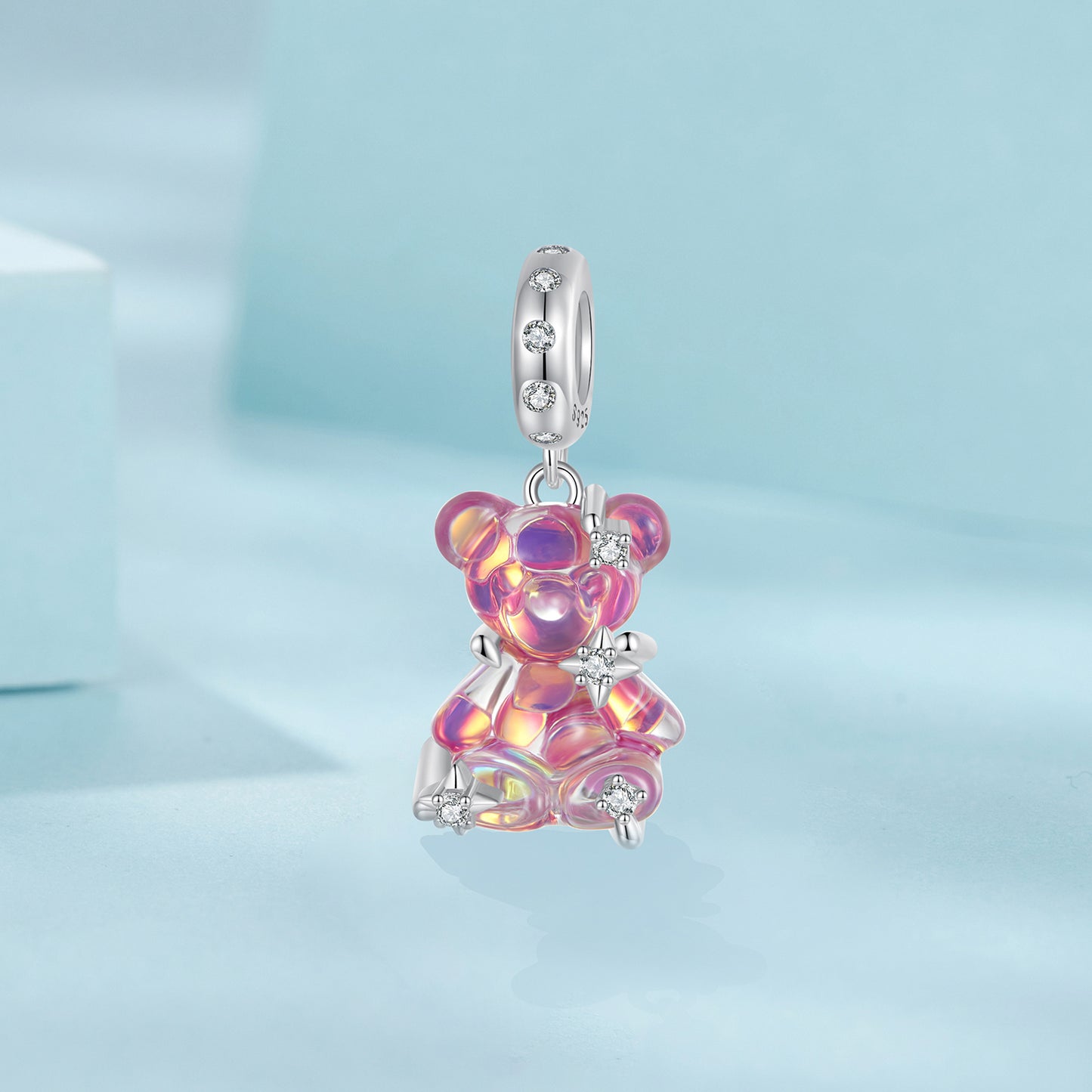 Dreamy multi colored teddy bear DIY pendant with sweet and girlish vibe s925 silver bracelet with beaded beads