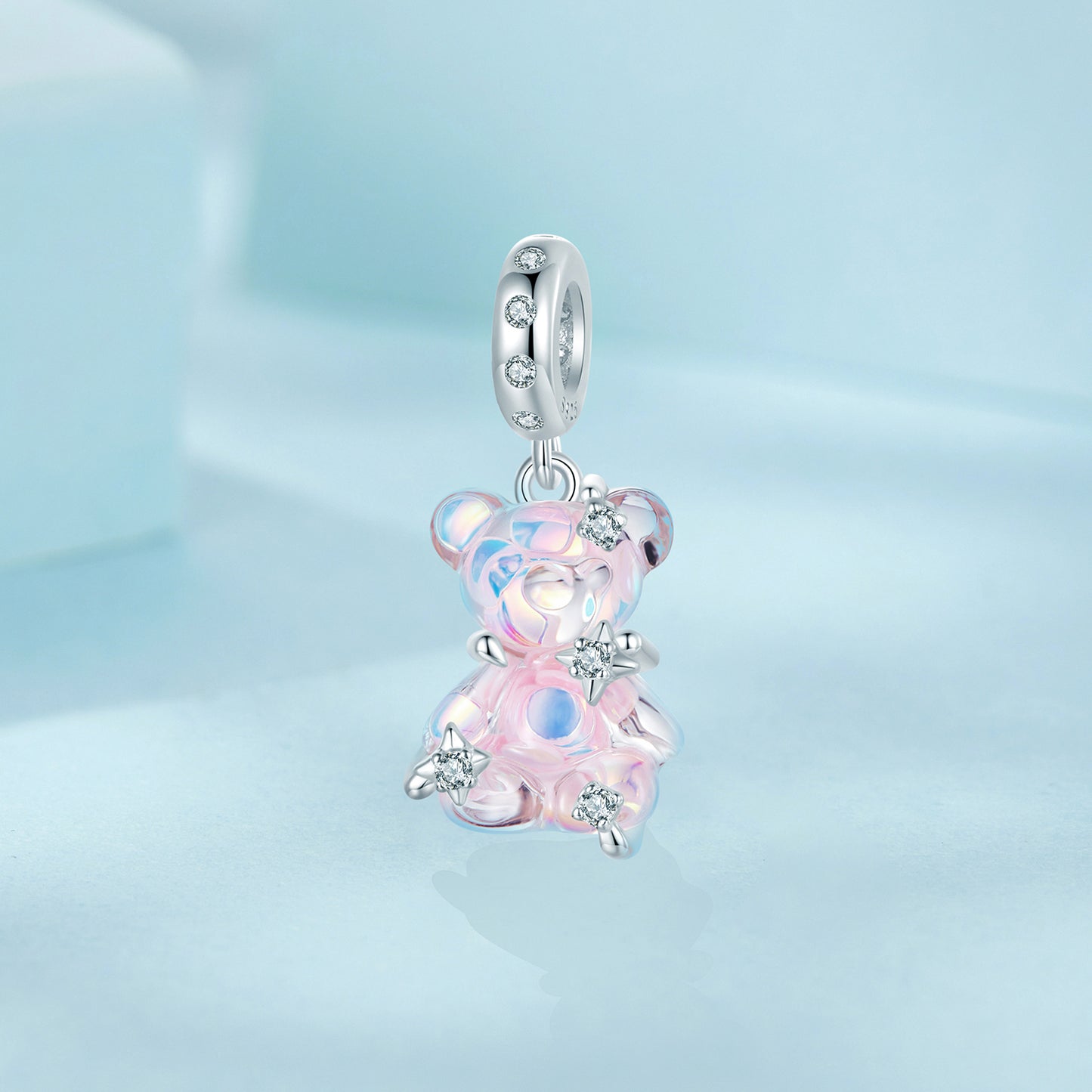 Dreamy multi colored teddy bear DIY pendant with sweet and girlish vibe s925 silver bracelet with beaded beads