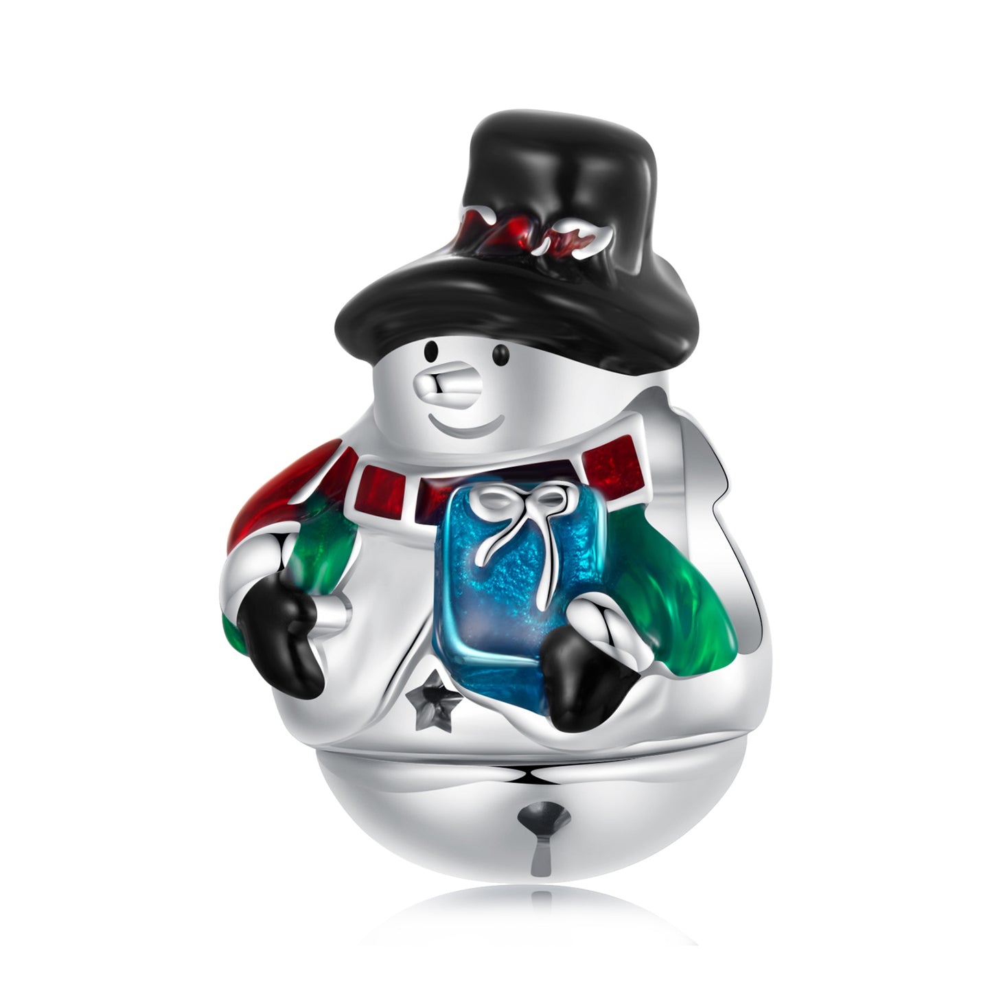 Fun Christmas snowman bead s925 pure silver DIY