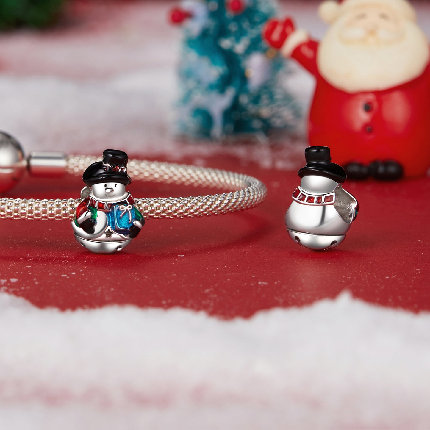 Fun Christmas snowman bead s925 pure silver DIY