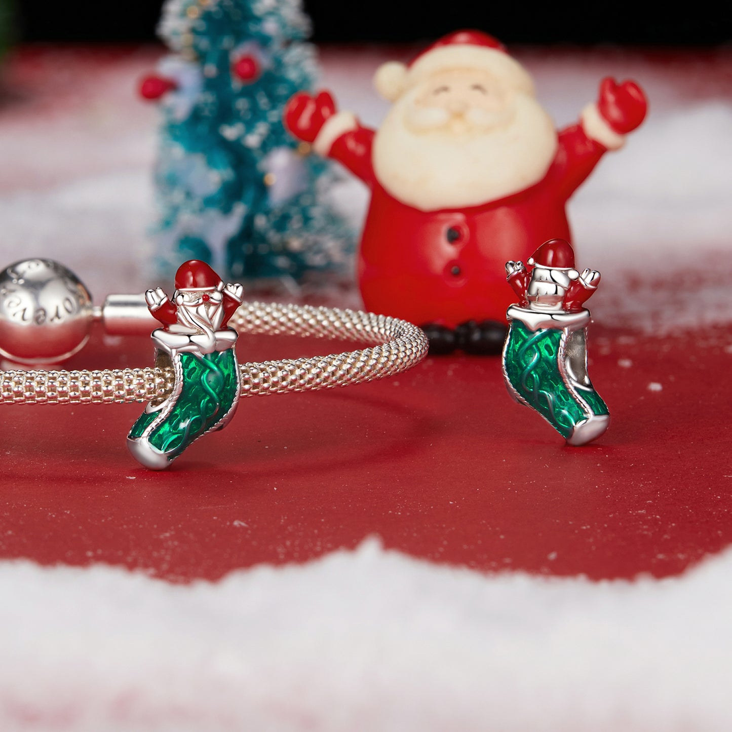 Creative Santa Claus socks made of pure silver beads DIY