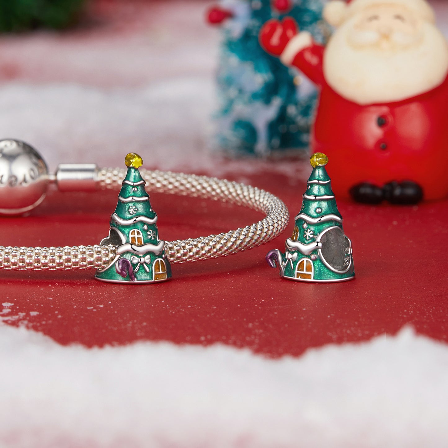 Exquisite Christmas treehouse DIY bracelet beads s925 sterling silver jewelry beads