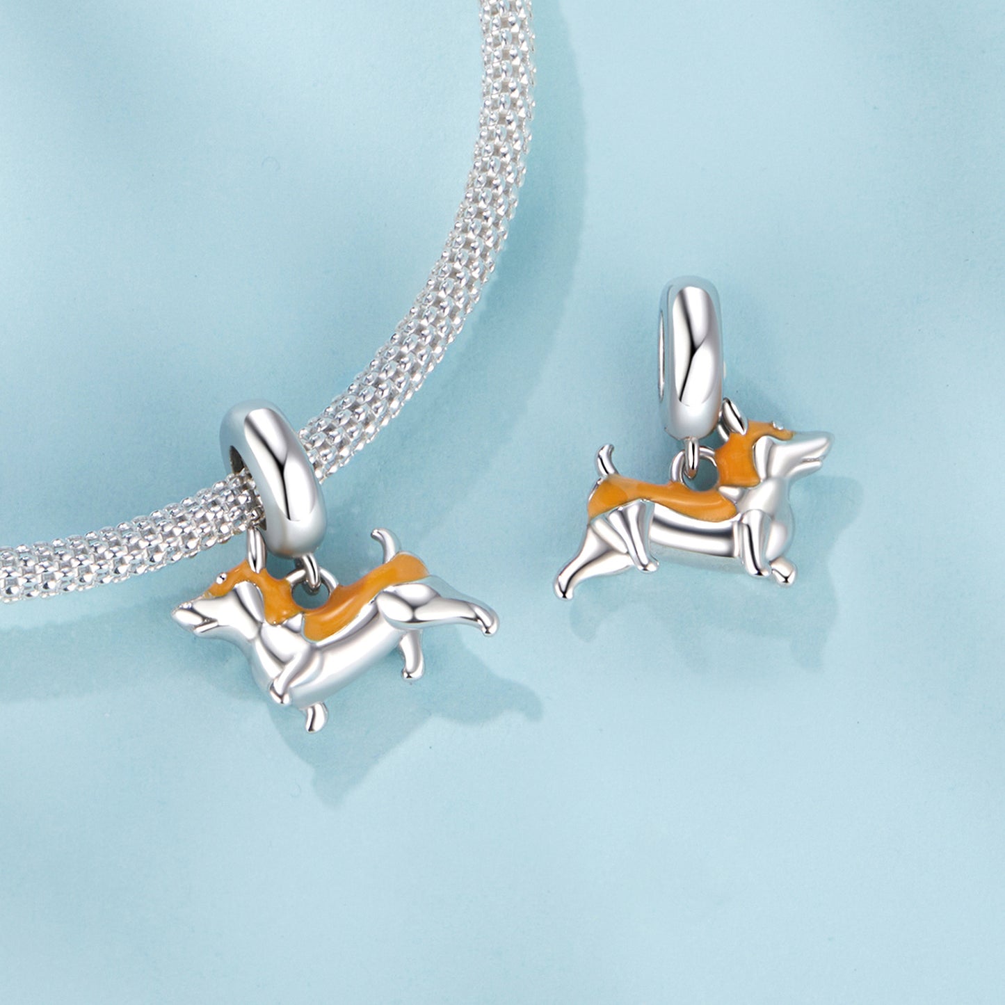 Cute and cute corgi dog pendant s925 sterling silver