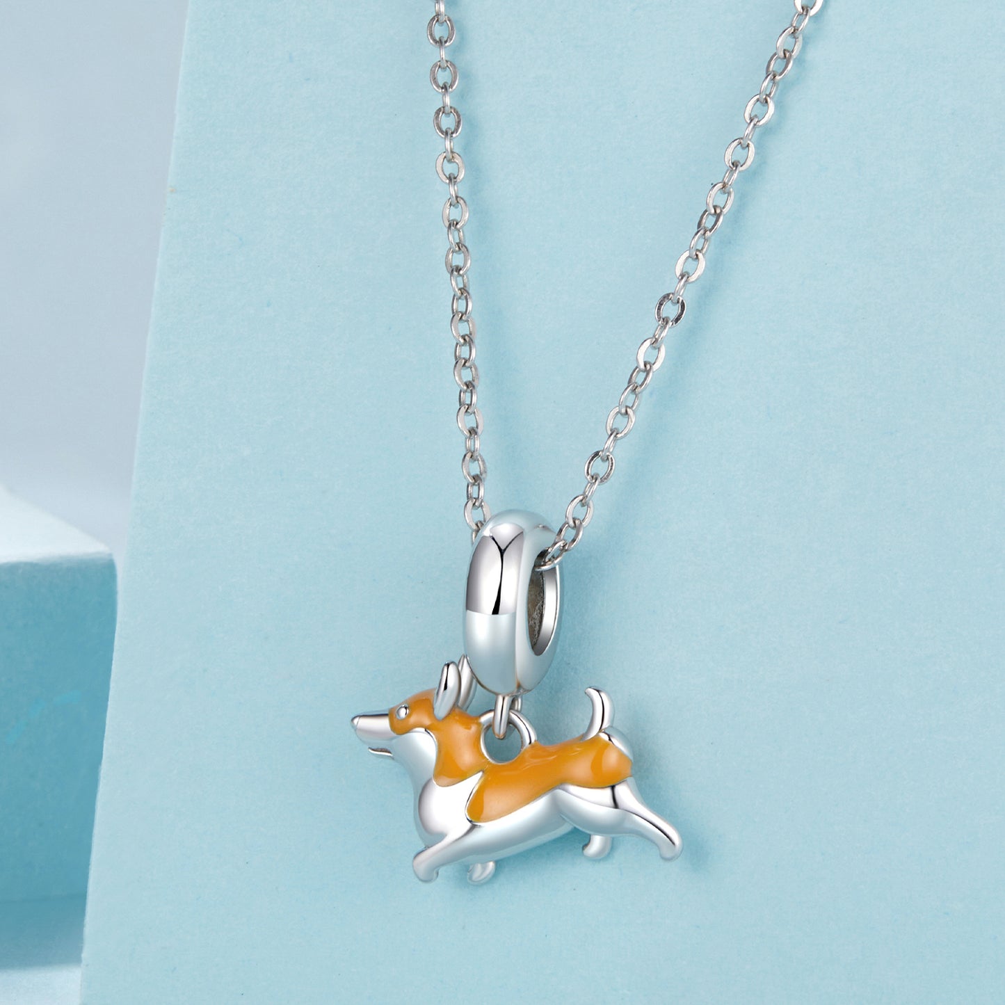 Cute and cute corgi dog pendant s925 sterling silver