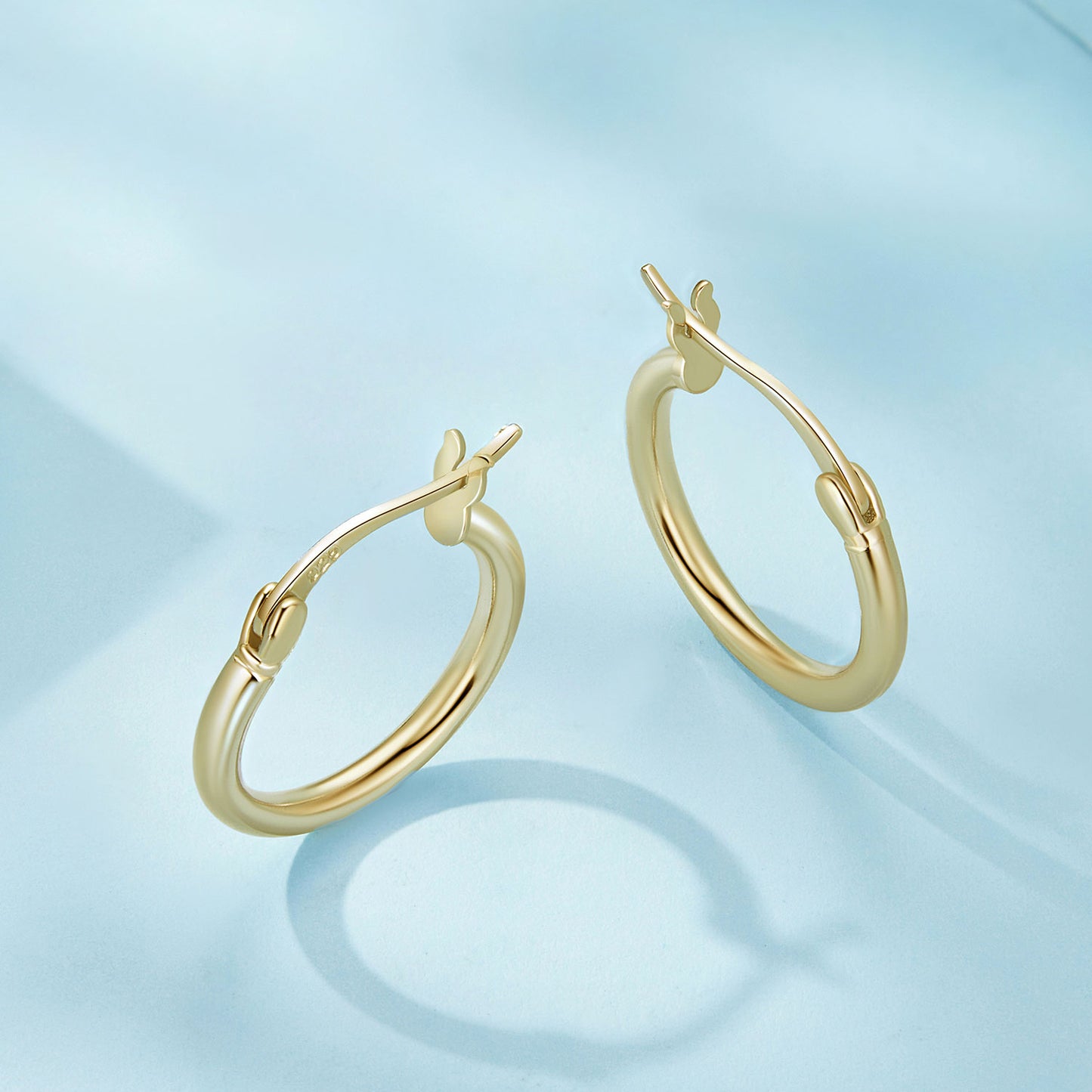 Simple and classic s925 pure silver plain ring earrings, versatile earrings