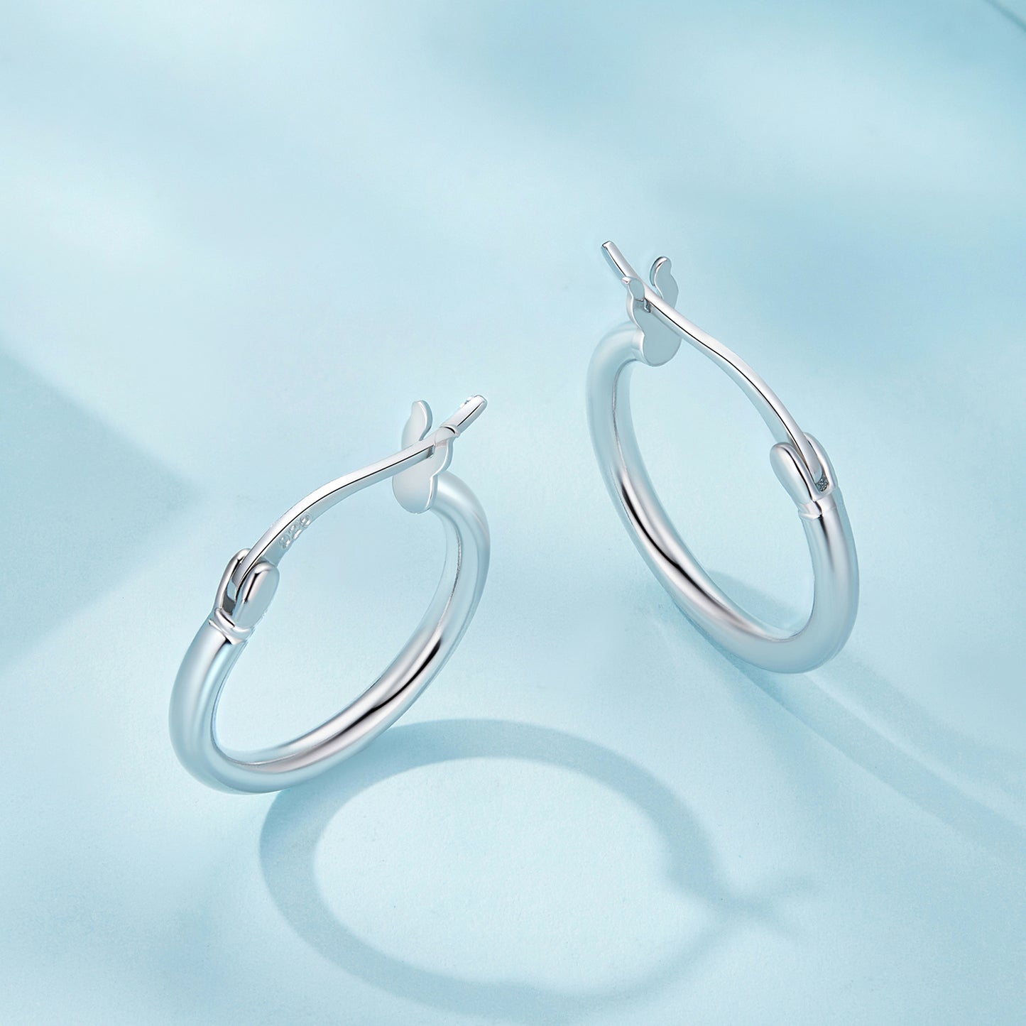 Simple and classic s925 pure silver plain ring earrings, versatile earrings