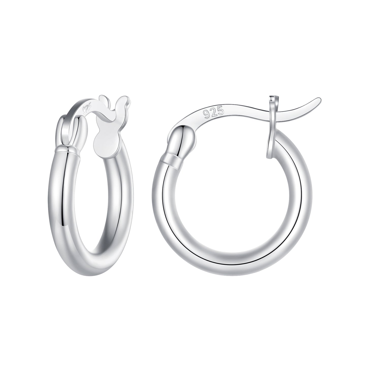 Simple and classic s925 pure silver plain ring earrings, versatile earrings