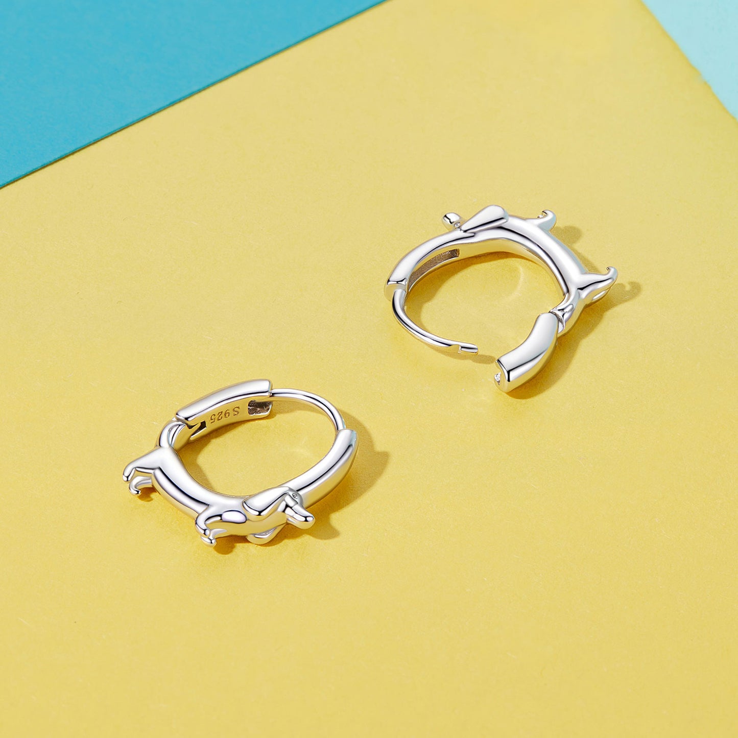 Cute Sausage Dog Earrings - Sterling Silver Hoop Earrings