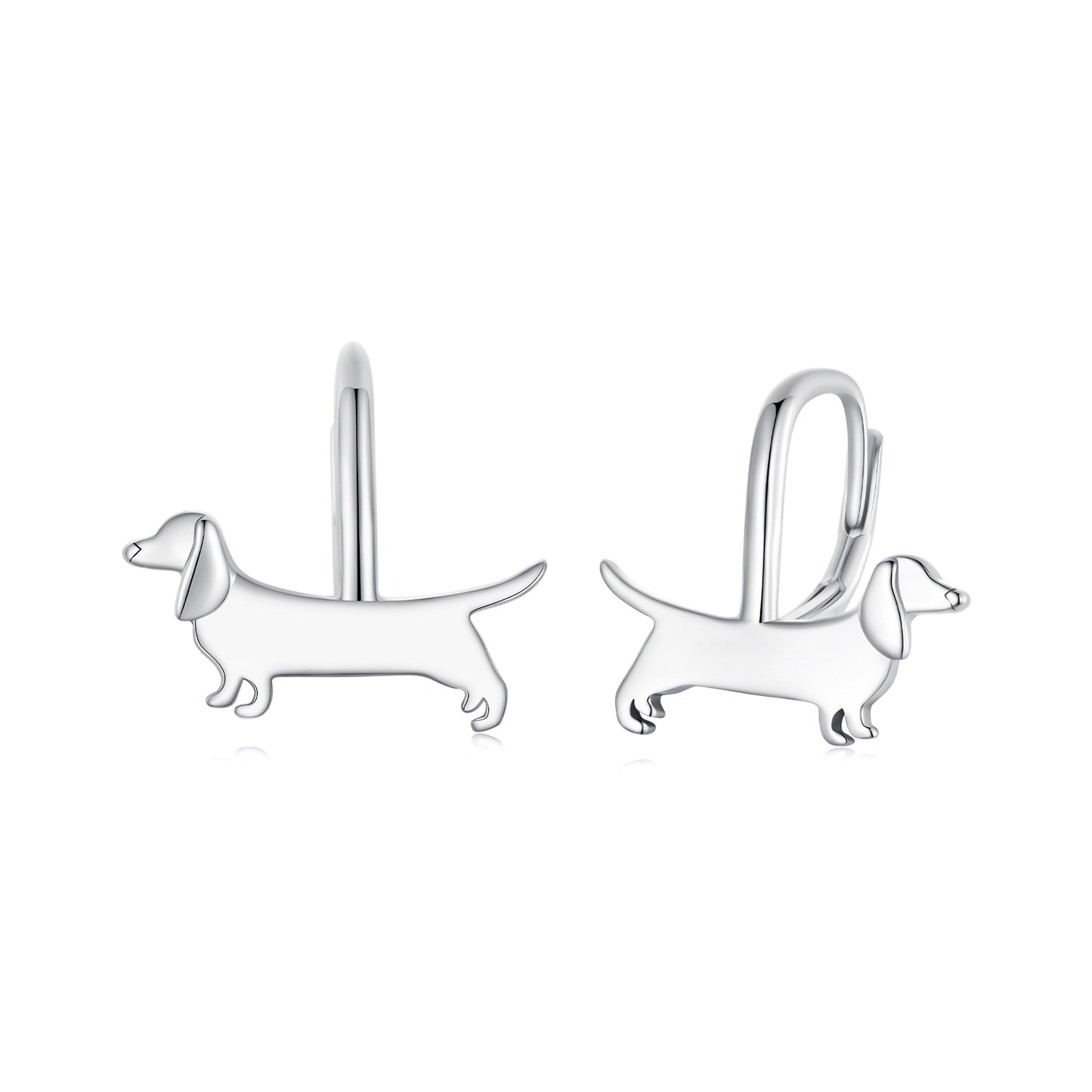 Cute silver sausage dog earrings s925 pure silver simple and versatile earrings