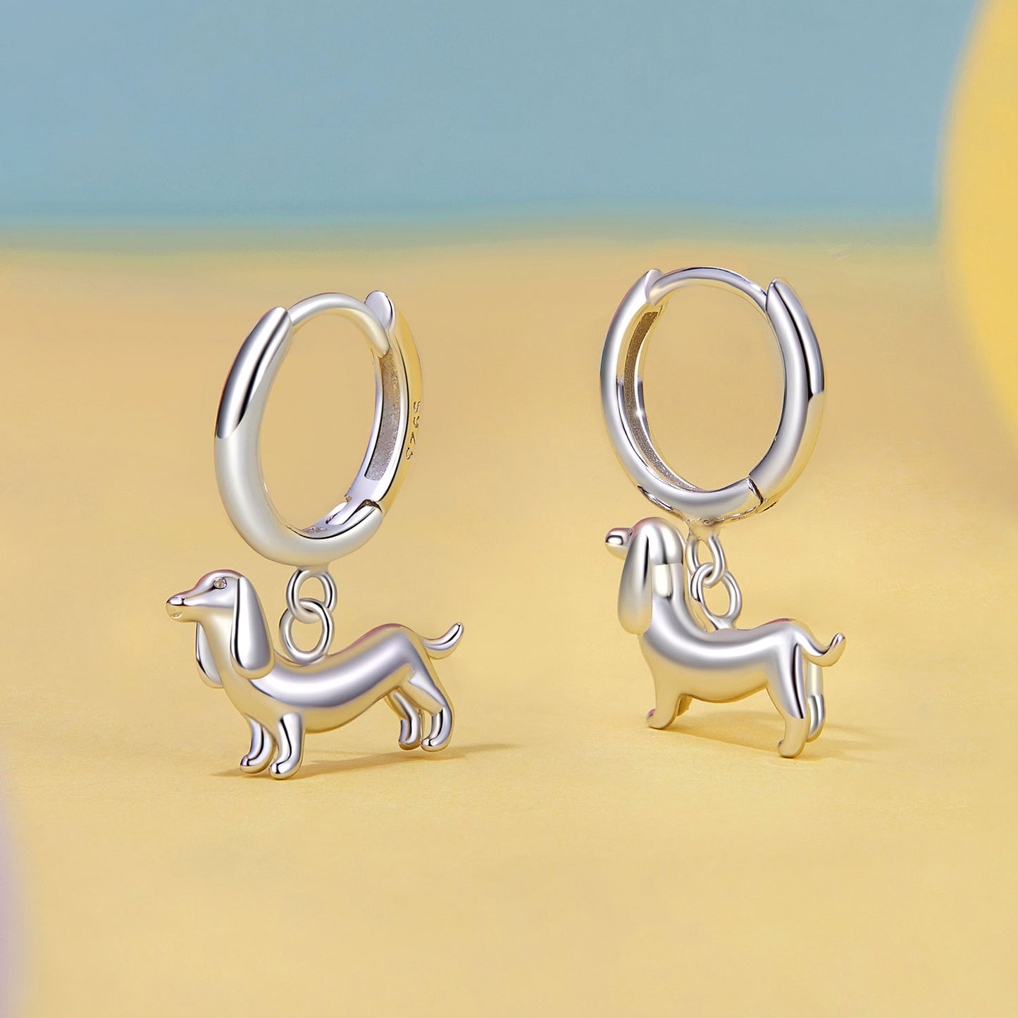 Animal sausage dog vegetarian silver ear buckle cute and warm pet 925 sterling silver earrings