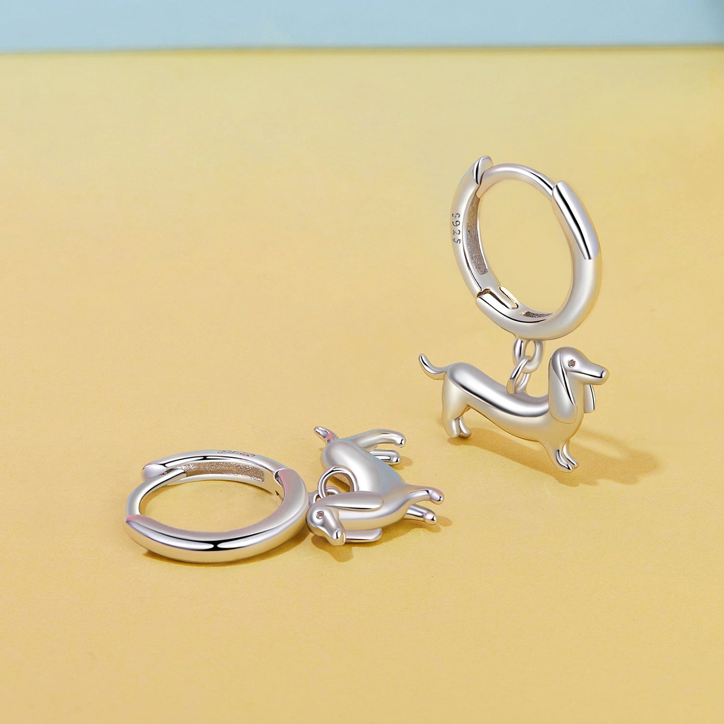 Animal sausage dog vegetarian silver ear buckle cute and warm pet 925 sterling silver earrings