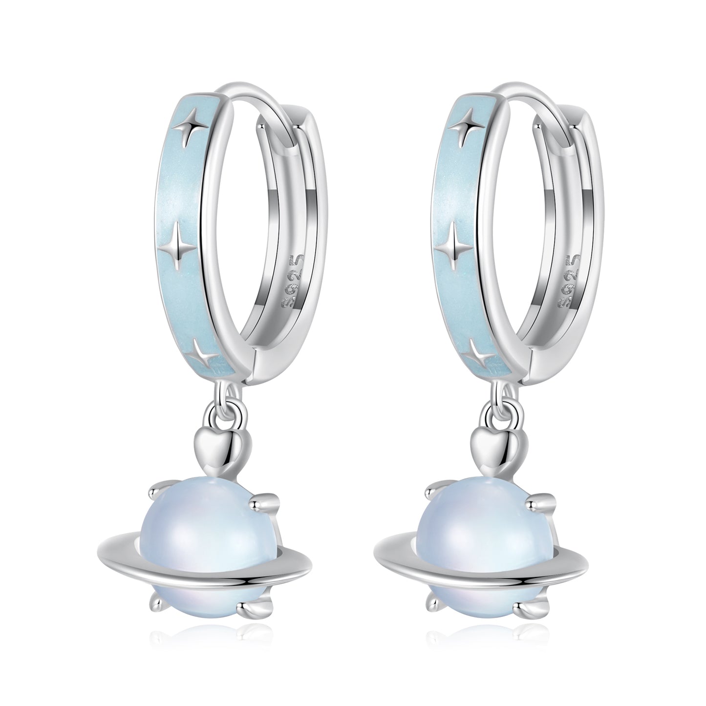 Romantic Blue Planet Ear Buckle s925 Pure Silver Small Fresh Fashion Earrings