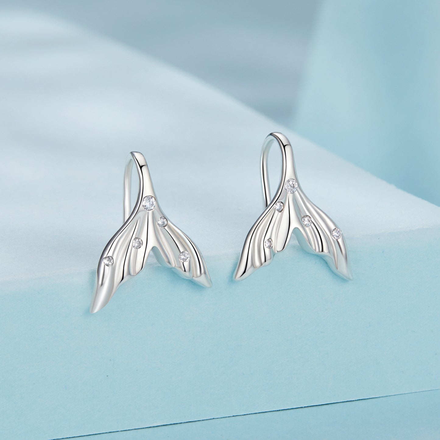 Versatile ocean style fish tail earrings for women, 925 sterling silver oxidation earrings, commuting earrings, ear hooks