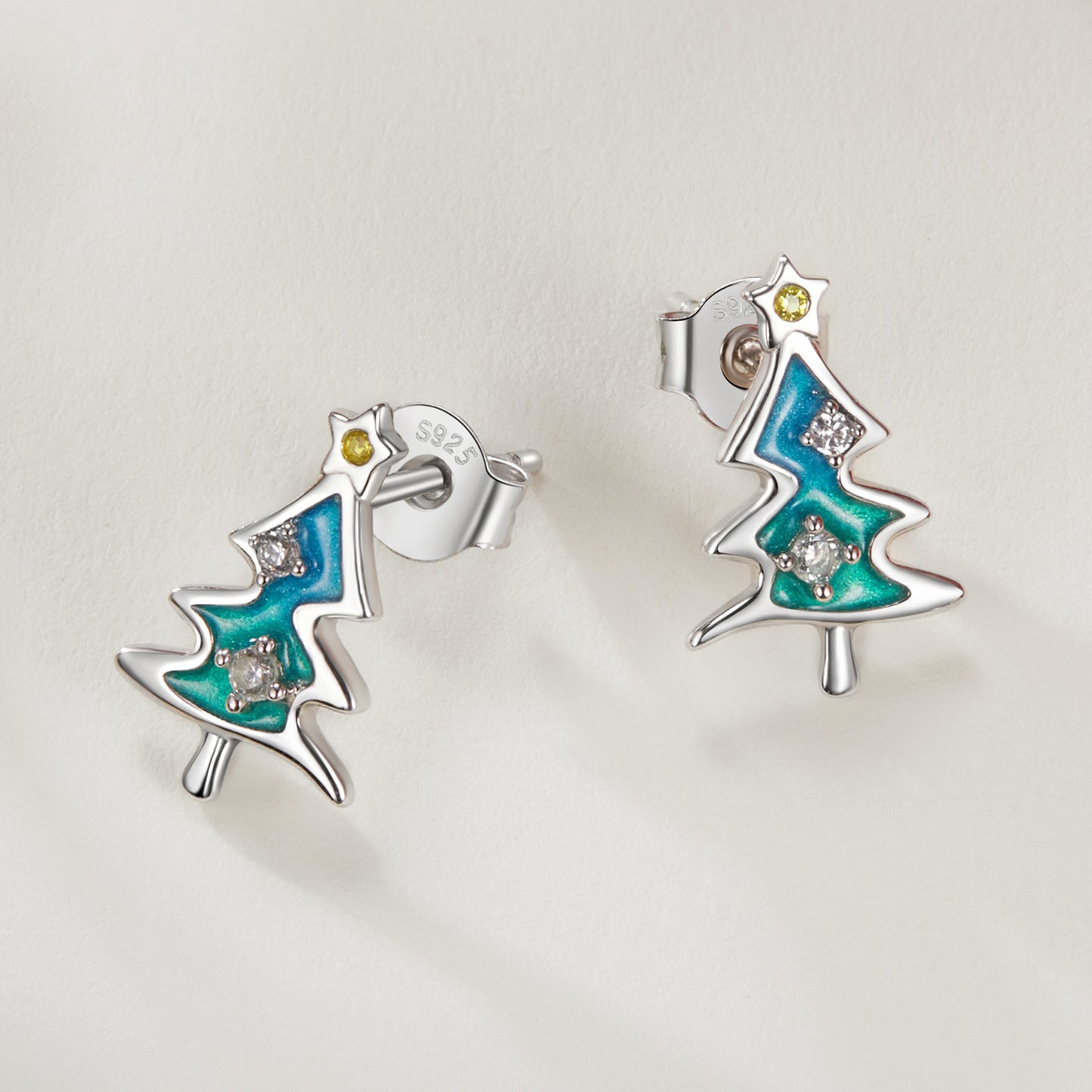 Christmas tree earrings s925 sterling silver versatile Christmas earrings fashion accessories earrings