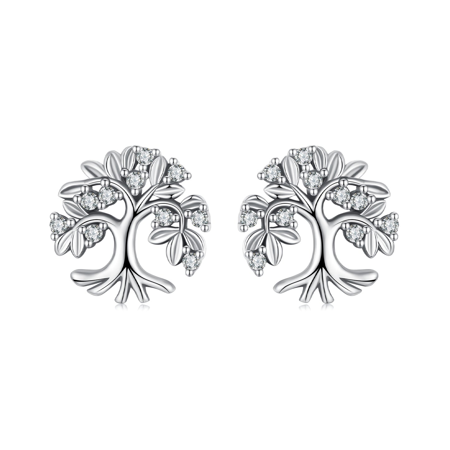 Retro Tree of Life Silver Earnail s925 Pure Silver Oxidized Plant Earrings