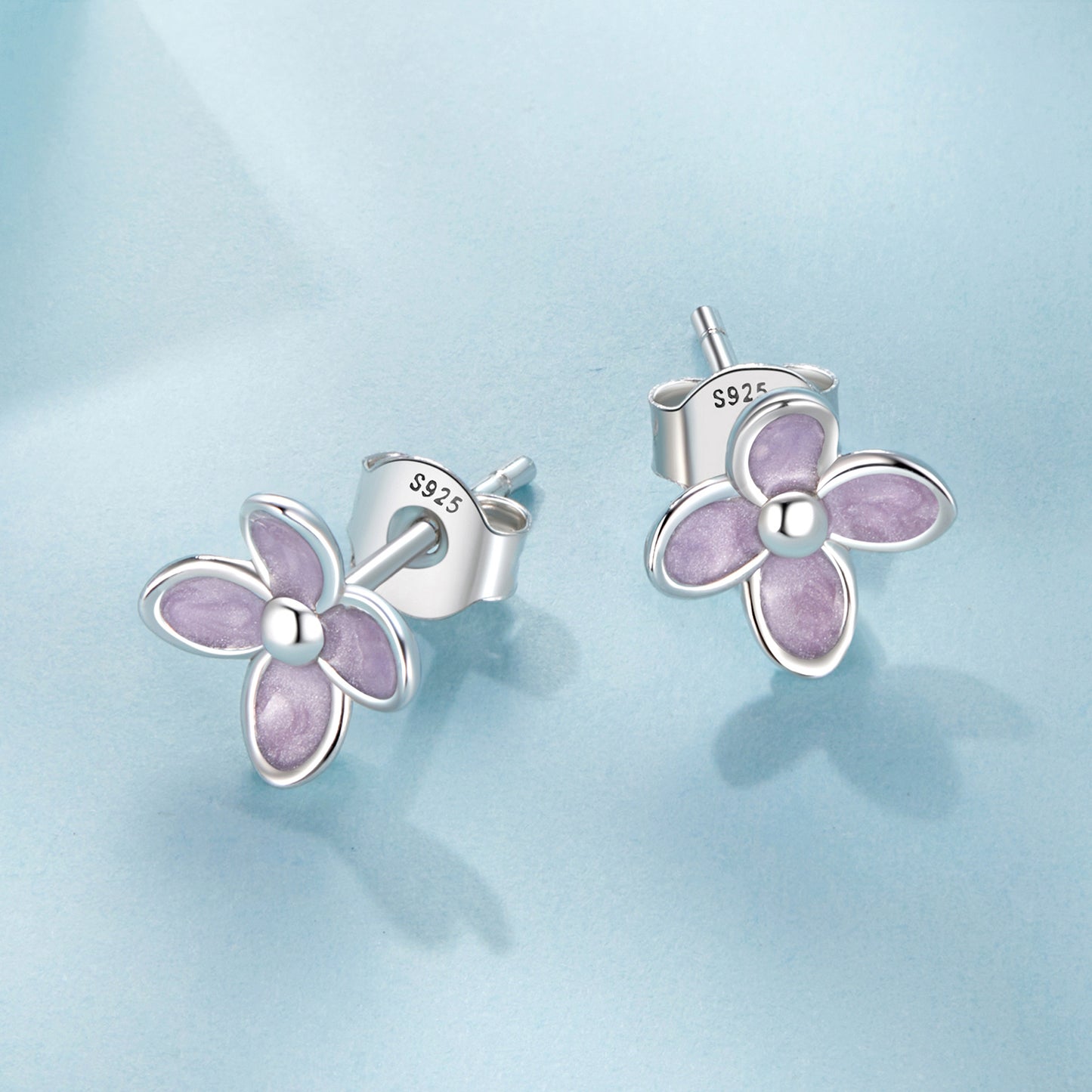 Purple lilac earrings S925 simple and versatile earrings