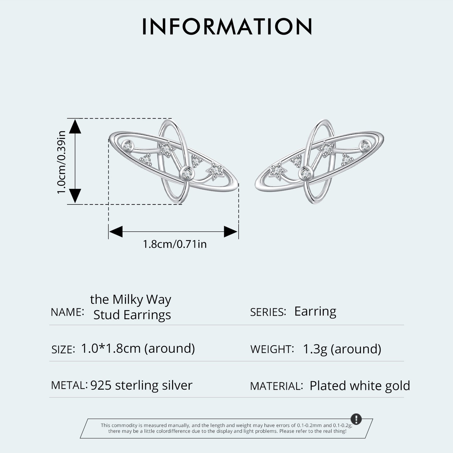 Mysterious Galaxy Hollow Earnail s925 Simple and Versatile Commuter Style Earaccessory