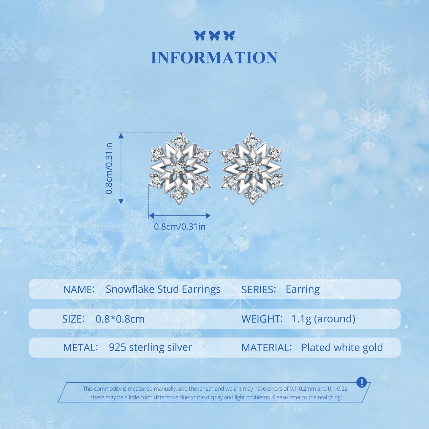 New classic snowflake zircon earrings s925, light luxury and high-end feeling, autumn and winter