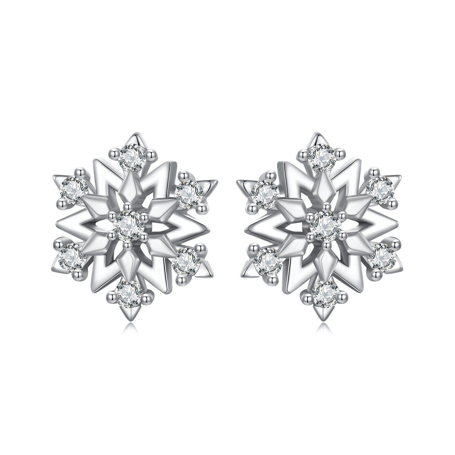 New classic snowflake zircon earrings s925, light luxury and high-end feeling, autumn and winter