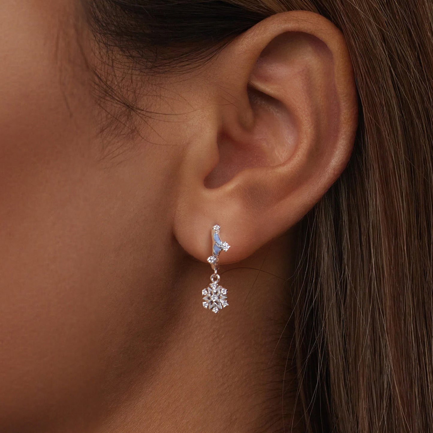 Exquisite sparkling snowflake zircon earrings s925 long earrings