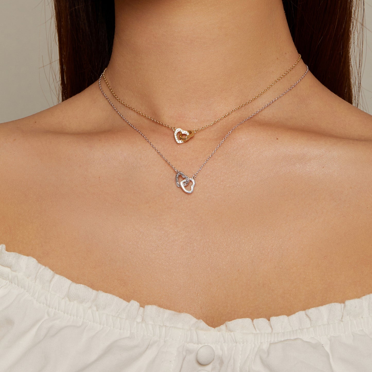 Fashion Double Love Necklace Clavicle Chain Valentine's Day Gift