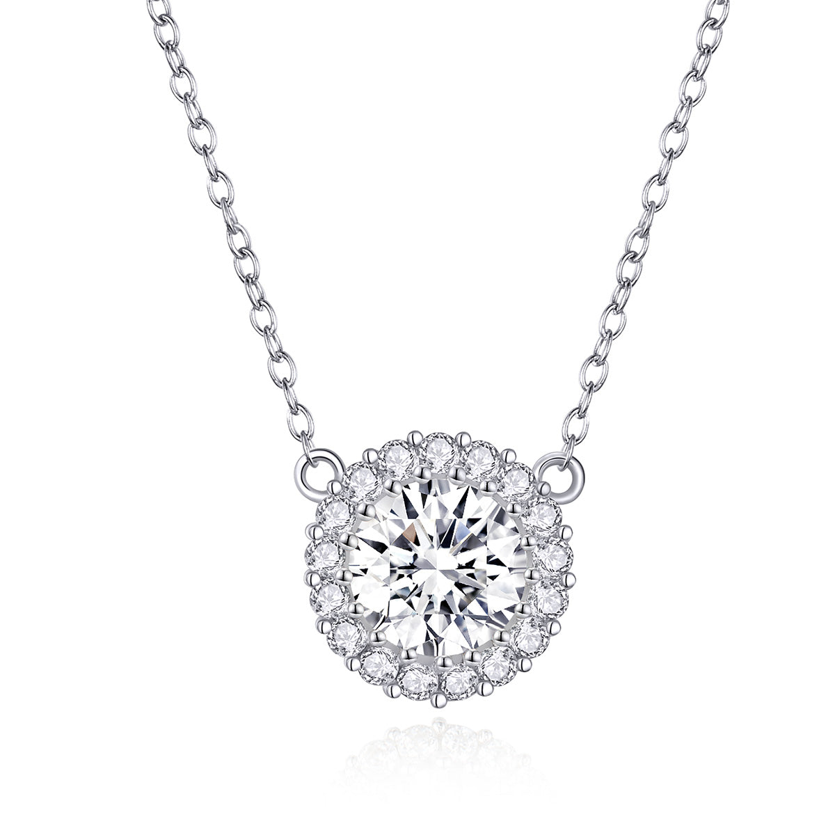 Fashionable zircon necklace plated with platinum and pure silver S925