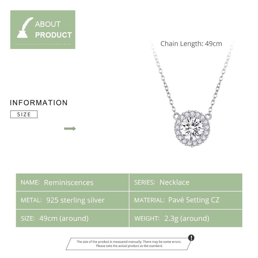 Fashionable zircon necklace plated with platinum and pure silver S925