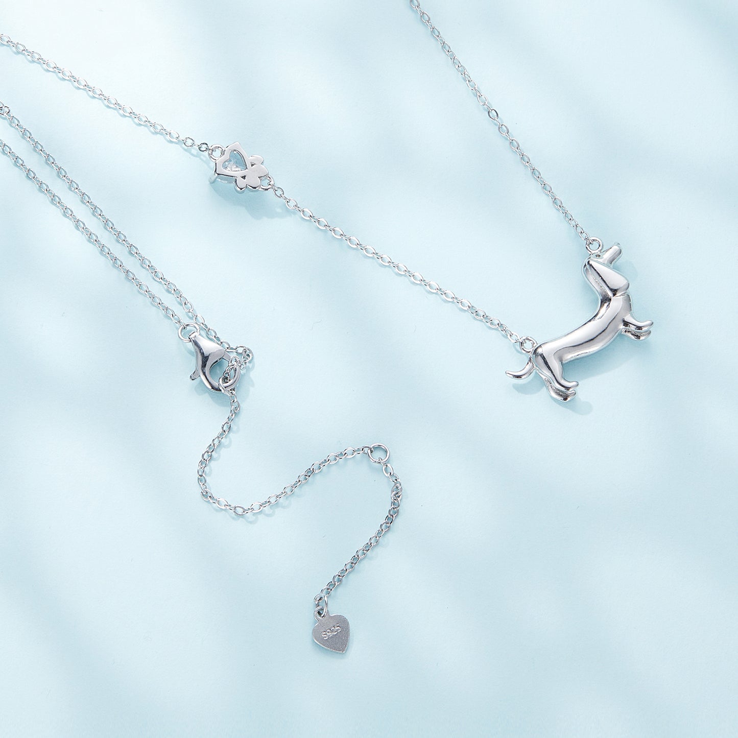 S925 Platinum Plated Sparkling Cute Sausage Dog Necklace Versatile Personalized Female Necklace