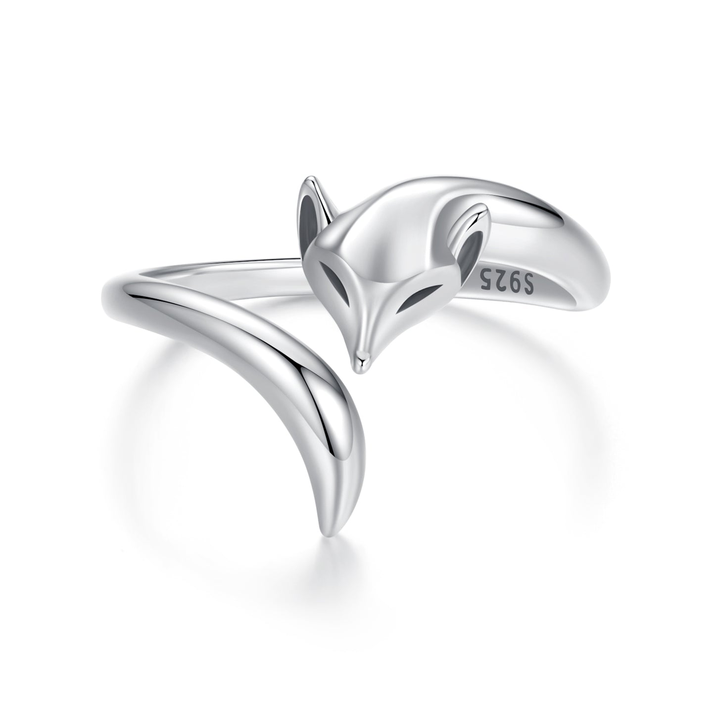 Personalisierter Fuchs s925 Sterling Silber verstellbarer Ring mit verstellbarer Öffnung, Tieraccessoire