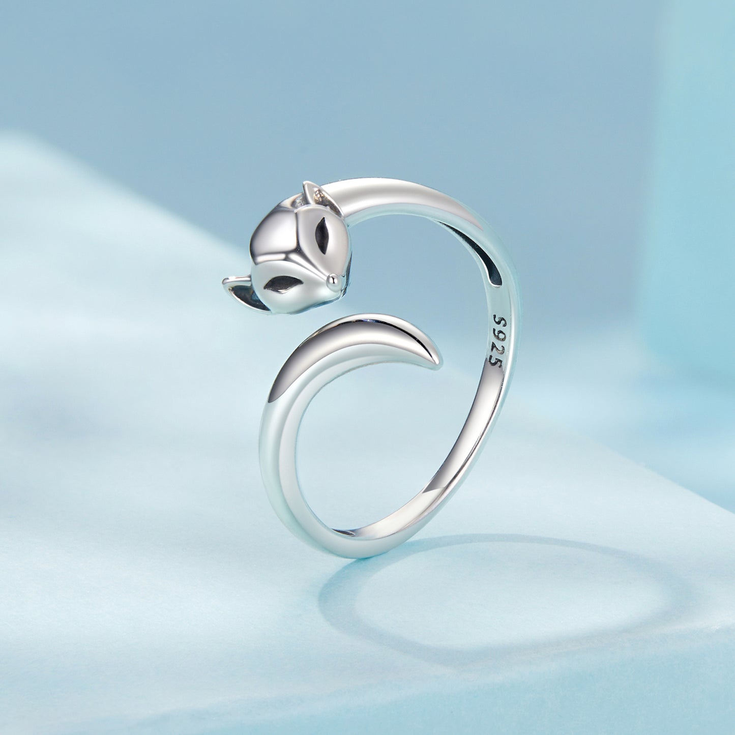 Personalisierter Fuchs s925 Sterling Silber verstellbarer Ring mit verstellbarer Öffnung, Tieraccessoire