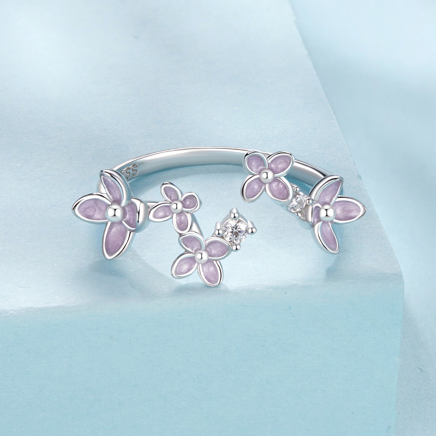 Exquisite lilac flower versatile opening ring s925 sterling silver