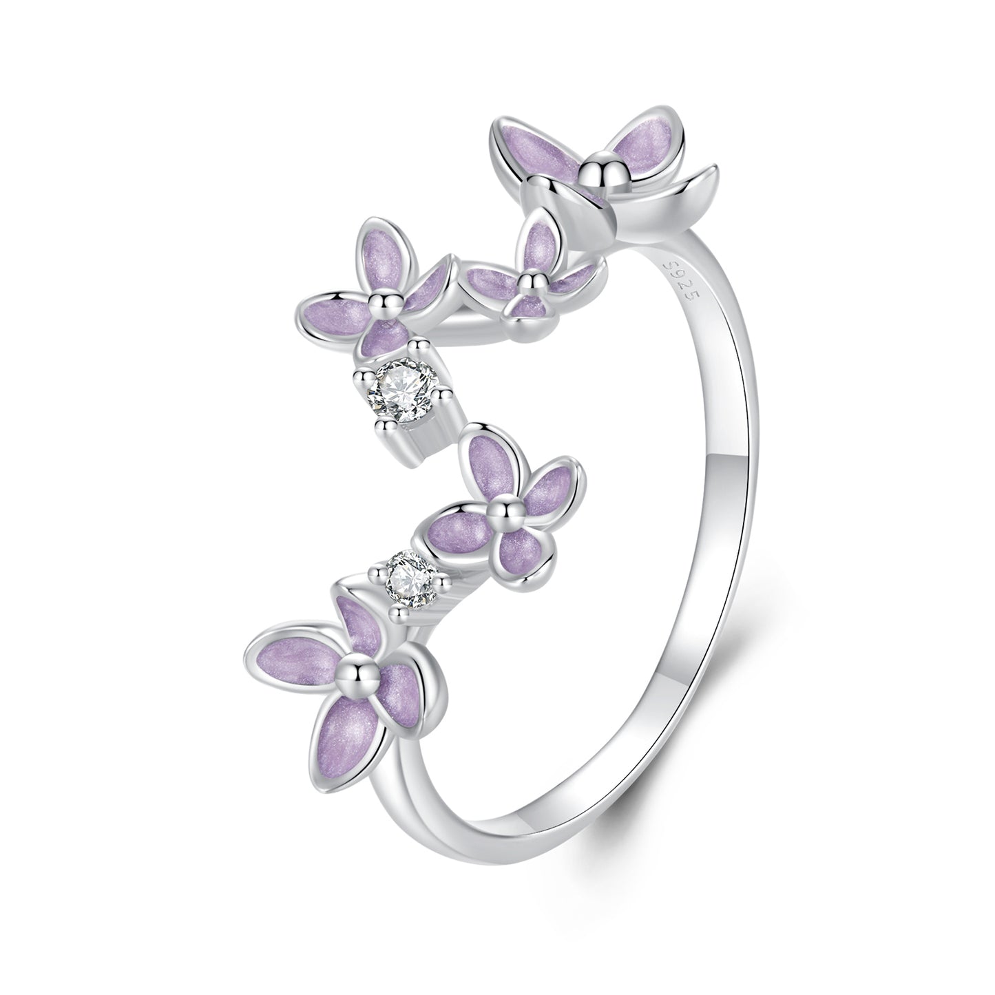 Exquisite lilac flower versatile opening ring s925 sterling silver