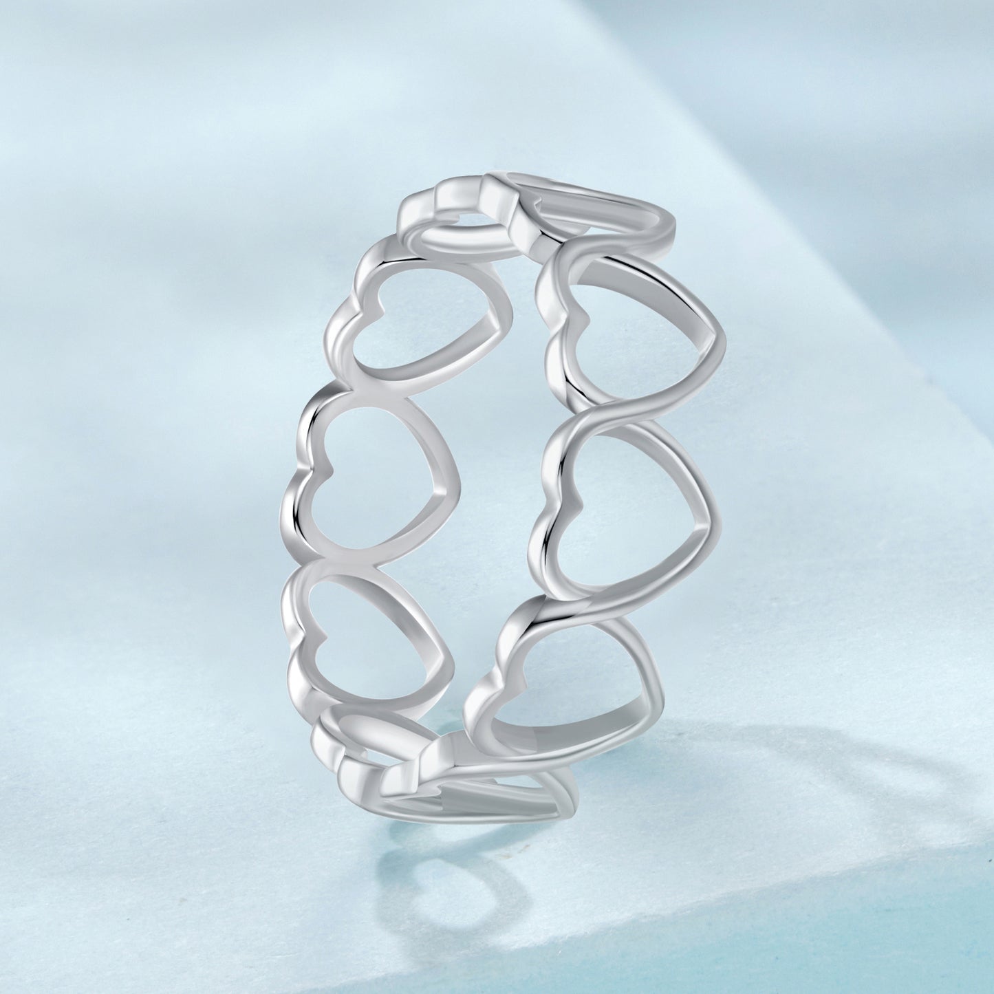 Versatile heart-shaped arrangement hollow ring s925 pure silver oxidized version