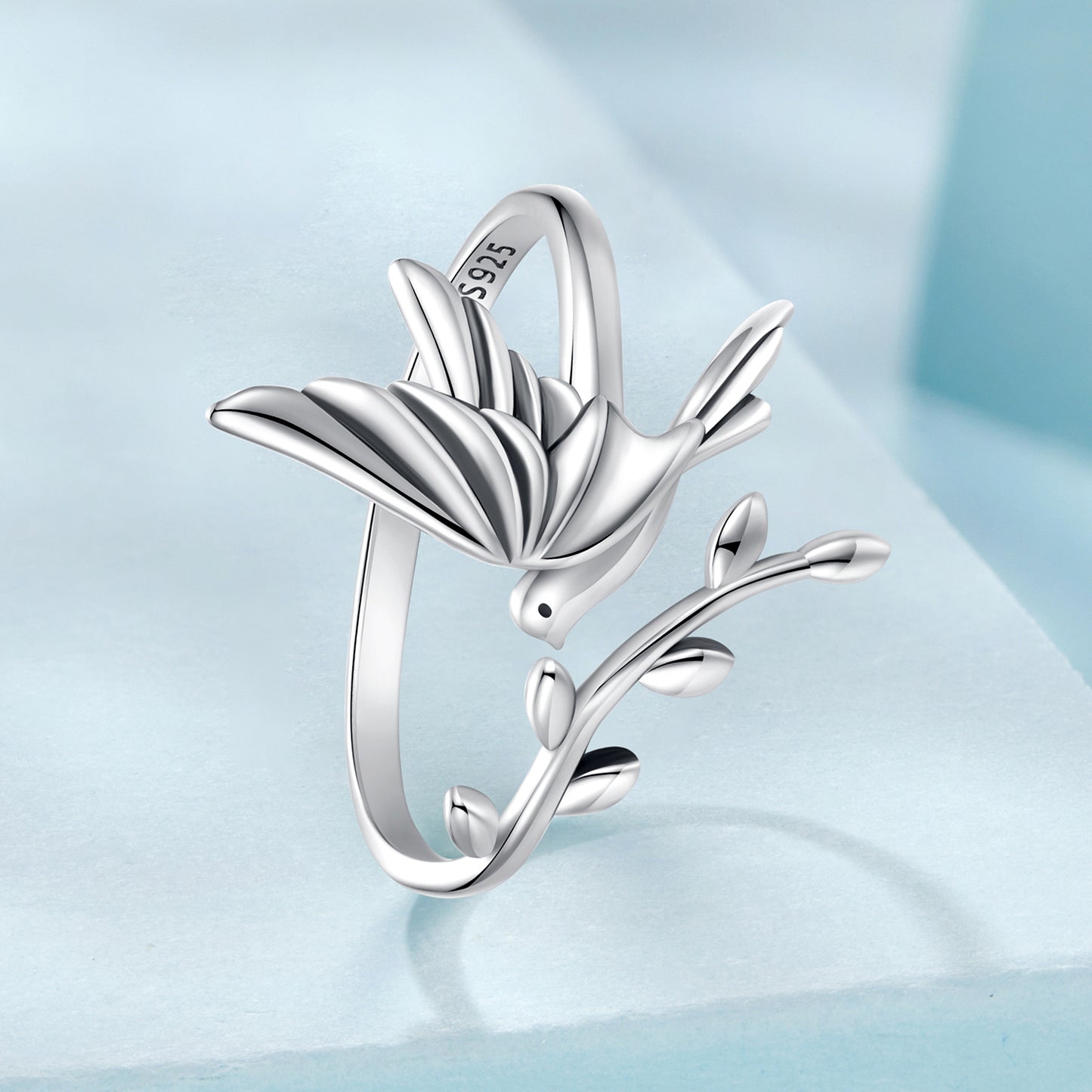 Exquisite Flying Bird Open Ring s925 Pure Silver Oxidation Edition