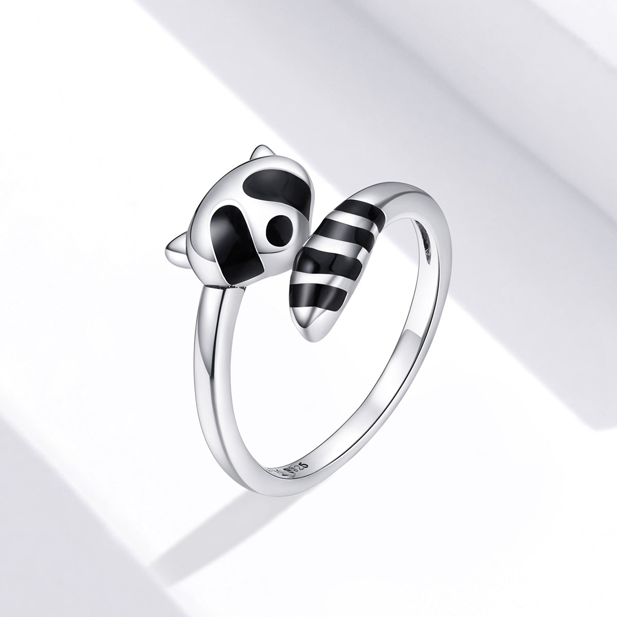 Cute Raccoon Ring with Adjustable Opening S925 Pure Silver Ring